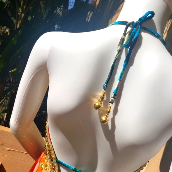 **LAST ONE***MANISH VAID- Tie Dye Silky Rayon Cry.Emb. Hi-Lo Dress OS NWT WoW*** - Picture 8 of 9